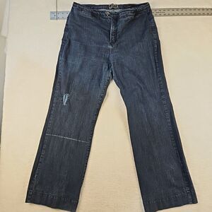 NYDJ Dark Wash‎ Straight Leg Distressed H/R USA Made Blue Jeans Womens 20W Plus